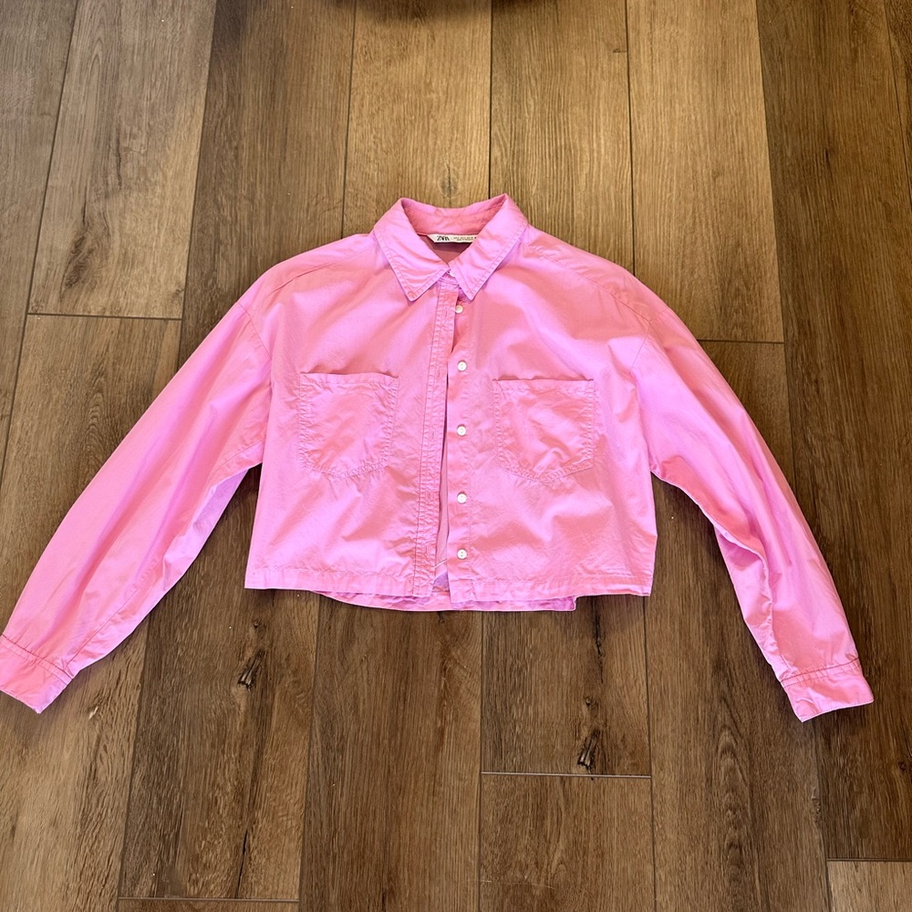 ZARA CROPPED PINK BLOUSE